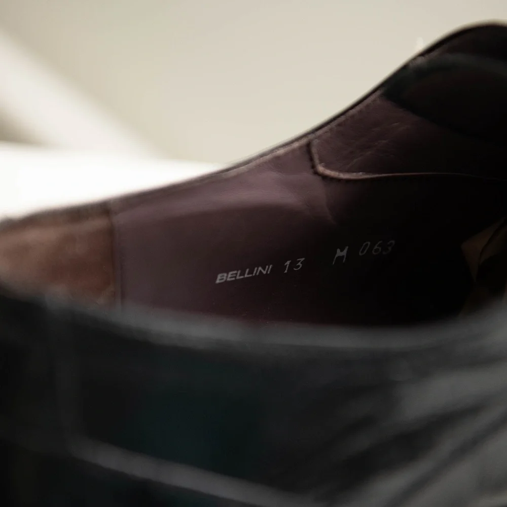MEZLAN Bellini Mens 13M Black Ostrich Leg Eel Square Toe Leather Dress‎ Shoes